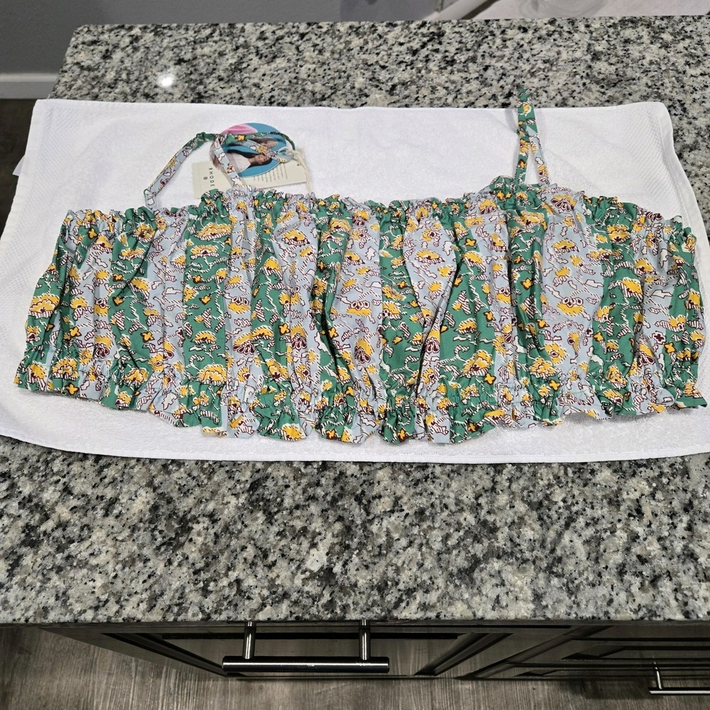 Rhone 2xl‎ Green Floral Crop Top Spaghetti Strap NWT Summer Midriff